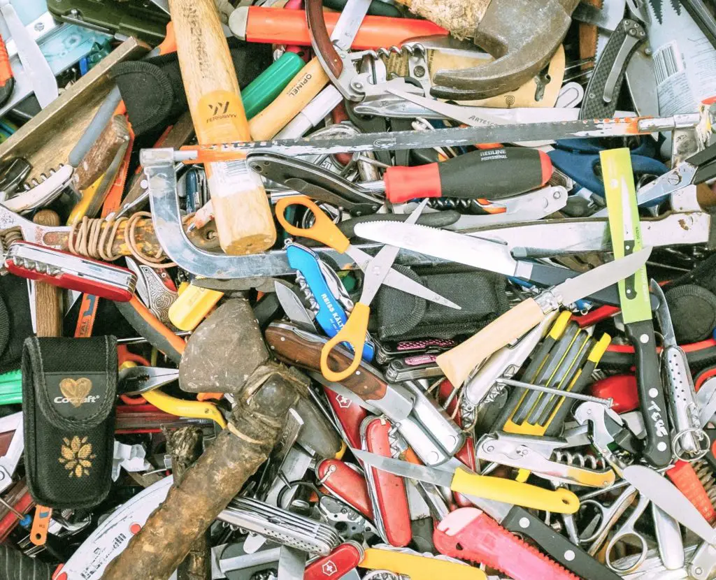 pile of sharp tools
