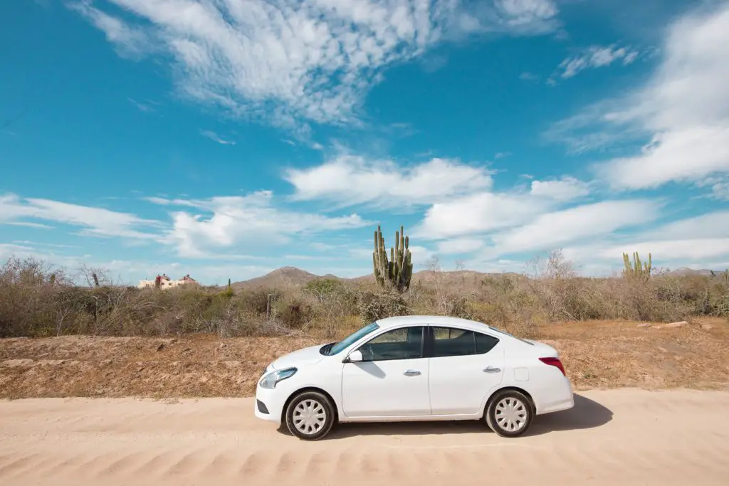 a rental car in the desert