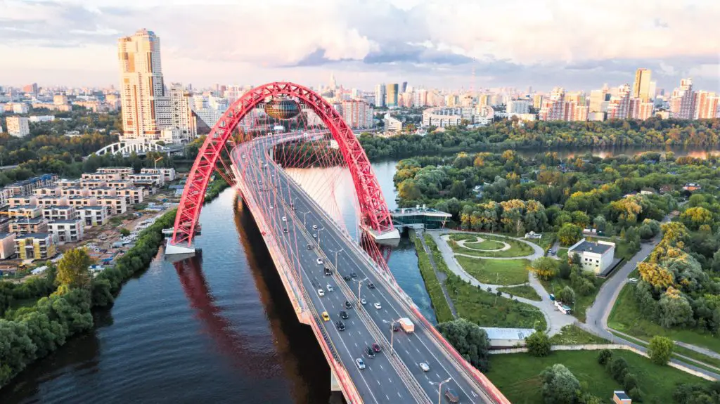 view of city and bridge in moscow