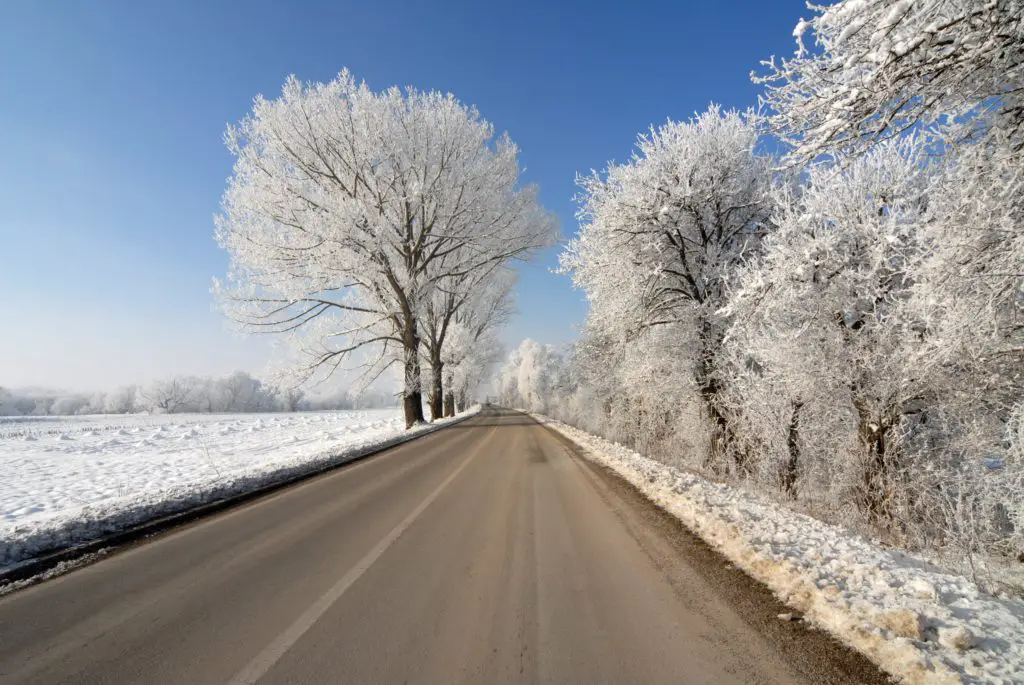 consider weather conditions before a road trip
