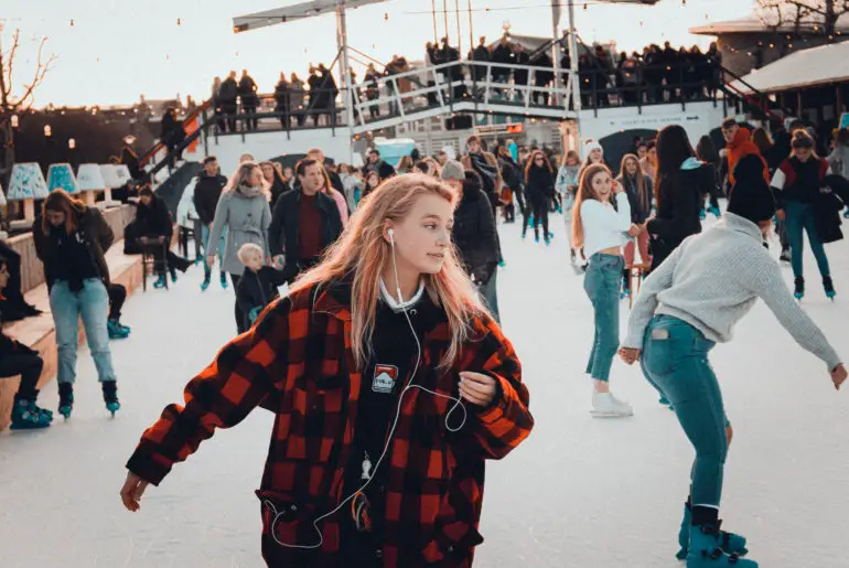 ice skating by the beach