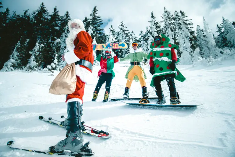 santa skiing in california