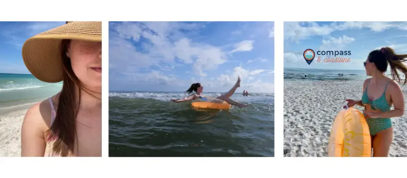 tanning at the beach and in the water