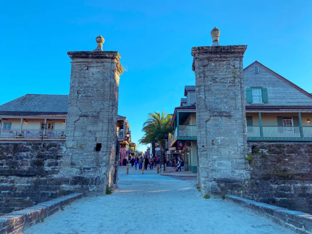 stone gates leading to the historic part of St. Augustine