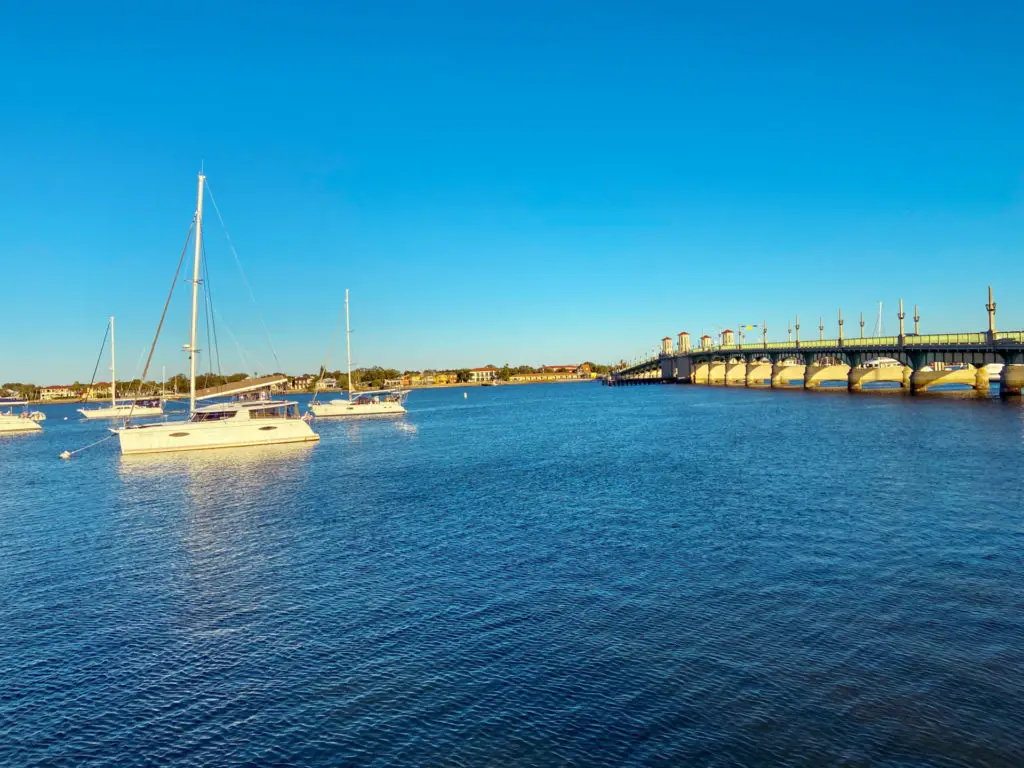 boats in the harbor at Matanzas Bay in St. Augustine 