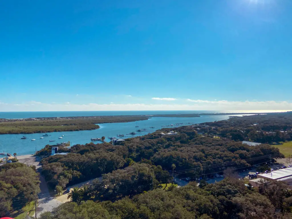 view from the st. augustine lighthouse looking across to Anastasia state park